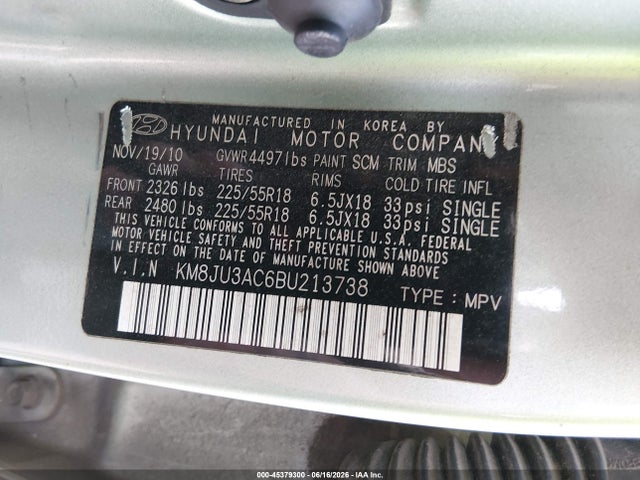 Aukcja sprzedaży 2011 Hyundai Tucson Limited, vin: KM8JU3AC6BU213738, numer aukcji: 45379300
