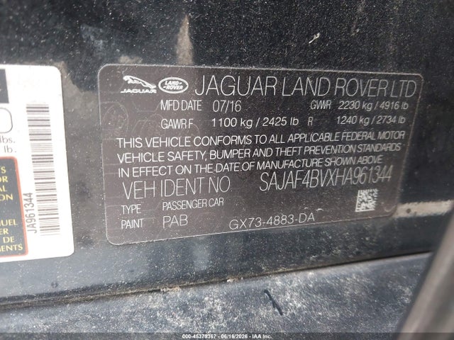 Aukcja sprzedaży 2017 Jaguar Xe 35t R-sport, vin: SAJAF4BVXHA961344, numer aukcji: 45379367