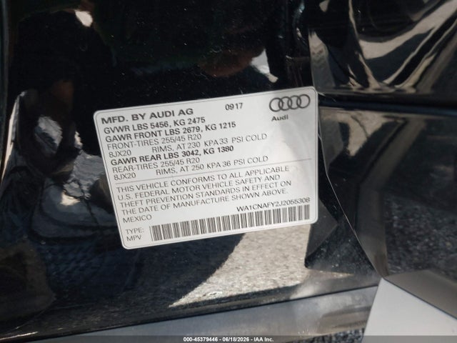 Продажа на аукционе авто 2018 Audi Q5 2.0t Premium, vin: WA1CNAFY2J2055308, номер лота: 45379446