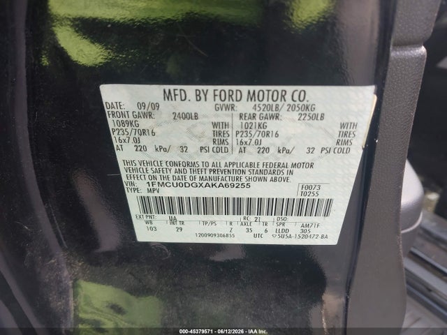 Aukcja sprzedaży 2010 Ford Escape Xlt, vin: 1FMCU0DGXAKA69255, numer aukcji: 45379571
