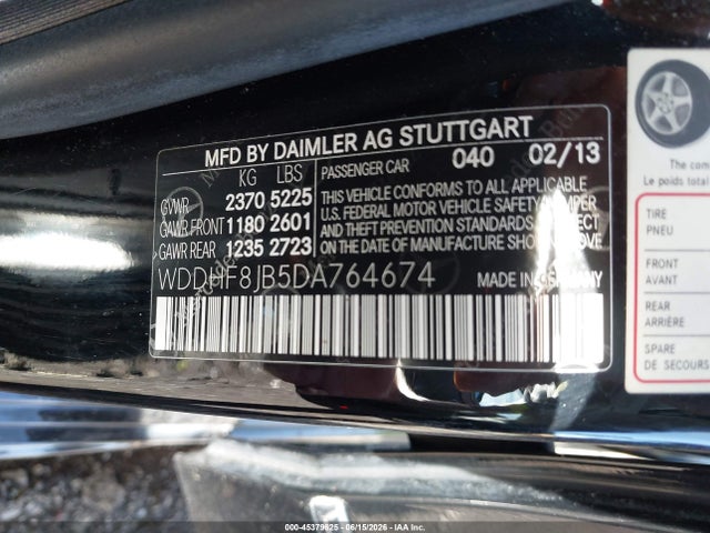 45379625 :رقم المزاد ، WDDHF8JB5DA764674 vin ، 2013 Mercedes-benz E 350 4matic مزاد بيع