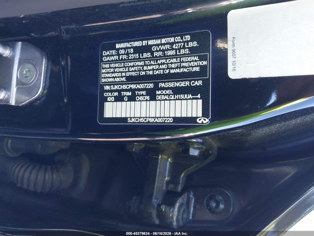 Aukcja sprzedaży 2019 Infiniti Qx30 Luxe, vin: SJKCH5CP6KA007220, numer aukcji: 45379634