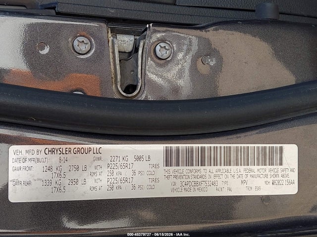 2015 Dodge Journey Sxt მანქანა იყიდება აუქციონზე, vin: 3C4PDCBBXFT532483, აუქციონის ნომერი: 45379727