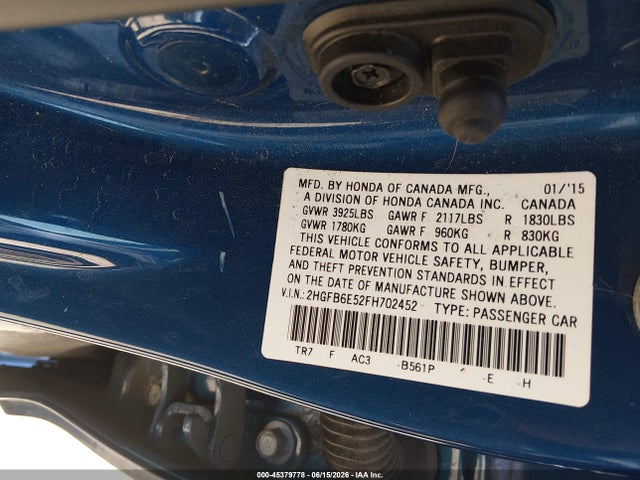 Honda CIVIC SI 2015 2HGFB6E52FH702452 Image 9