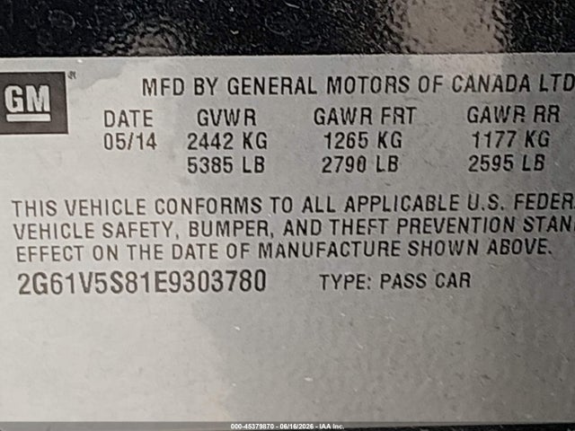 Продажа на аукционе авто 2014 Cadillac Xts Vsport Premium, vin: 2G61V5S81E9303780, номер лота: 45379870