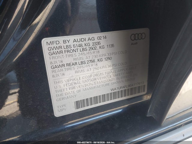Aukcja sprzedaży 2014 Audi Allroad 2.0t Premium, vin: WA1UFAFL9EA117613, numer aukcji: 45379875