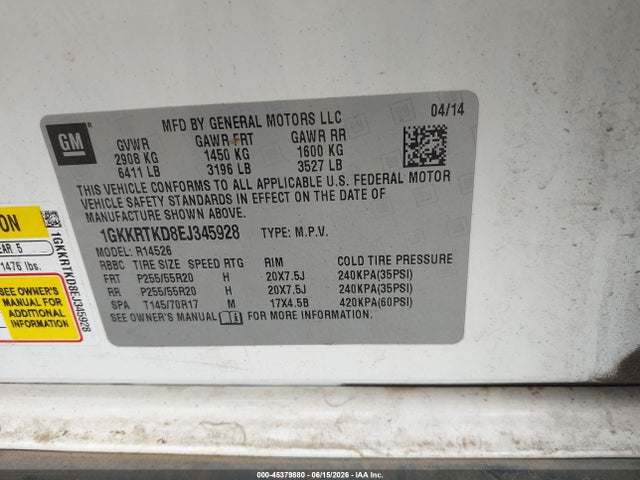 GMC Acadia Denali 2014 1GKKRTKD8EJ345928 Image 9