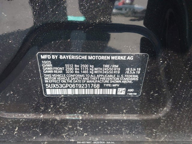 5UX53GP06T9231768 BMW X3 30 Xdrive