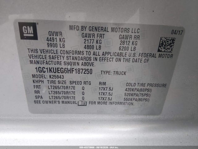 1GC1KUEG6HF187250 Chevrolet Silverado 2500hd Work Truck