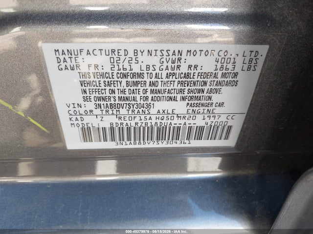 2025 Nissan Sentra Sr მანქანა იყიდება აუქციონზე, vin: 3N1AB8DV7SY304361, აუქციონის ნომერი: 45379976