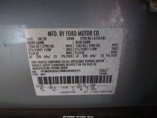 Ford Explorer St 2021 1FM5K8GC8MGA06331 Image 9