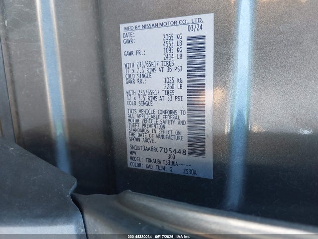 5N1BT3AA6RC705448 Nissan Rogue S Fwd
