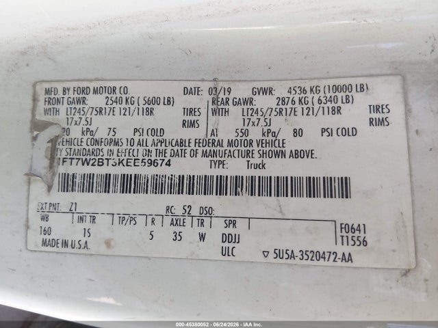 Ford F-250 Xl 2019 1FT7W2BT3KEE59674 Image 9