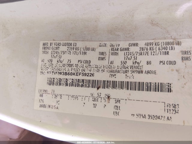 Ford F-350 Xl 2019 1FTWW3B60KEF59226 Image 9