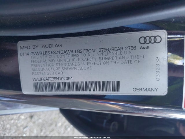 Продажа на аукционе авто 2014 Audi A6 3.0t Premium Plus, vin: WAUFGAFC2EN102064, номер лота: 45380065