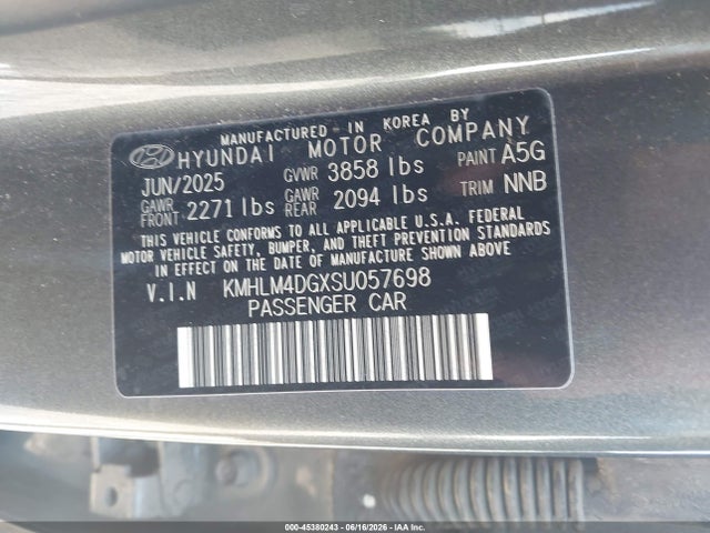 Продажа на аукционе авто 2025 Hyundai Elantra Sel Sport, vin: KMHLM4DGXSU057698, номер лота: 45380243