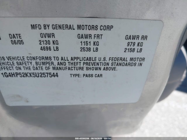 Auction sale of the 2002 Buick Lesabre Limited, vin: 1G4HR54K02U157990, lot number: 45380256