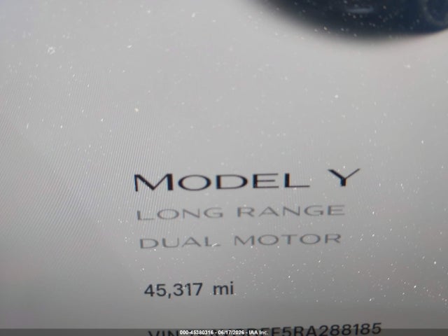 45380316 :رقم المزاد ، 7SAYGDEE5RA288185 vin ، 2024 Tesla Model Y Long Range Dual Motor All-wheel Drive مزاد بيع