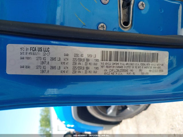 Продаж на аукціоні авто 2018 Jeep Cherokee Latitude Fwd, vin: 1C4PJLCB0JD595646, номер лоту: 45380417