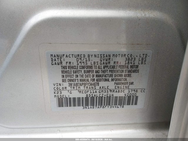 3N1AB7AP8FY344678 Nissan SENTRA S