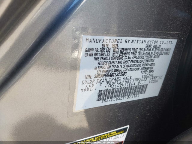 45380499 :رقم المزاد ، 3N8AP6DA0TL323983 vin ، 2026 Nissan Kicks Sr مزاد بيع