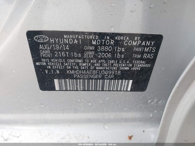 Hyundai ELANTRA SE 2015 KMHDH4AE8FU309918 Image 9