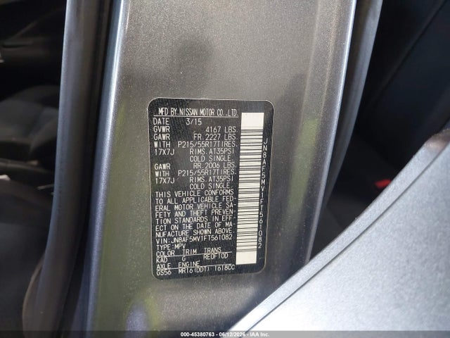 Aukcja sprzedaży 2015 Nissan Juke Sv, vin: JN8AF5MV1FT561082, numer aukcji: 45380763