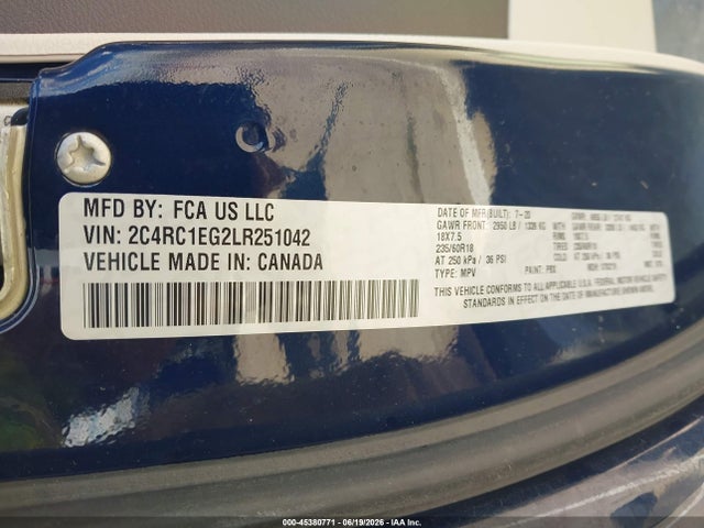 2C4RC1EG2LR251042 Chrysler Pacifica Touring L Plus