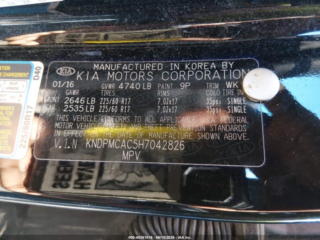 Aukcja sprzedaży 2017 Kia Sportage Lx, vin: KNDPMCAC5H7042826, numer aukcji: 45381016