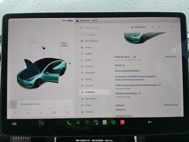 45381131 :رقم المزاد ، 5YJ3E1EA4LF658223 vin ، 2020 Tesla Model 3 Standard Range Plus Rear-wheel Drive/standard Range Rear-wheel Drive مزاد بيع