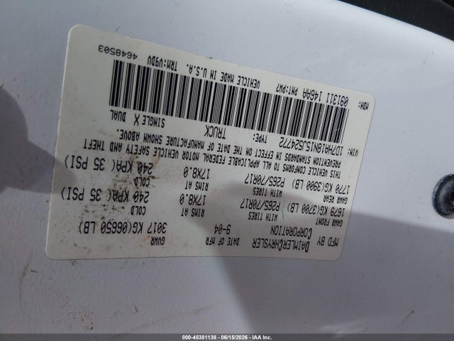 Aukcja sprzedaży 2005 Dodge Ram 1500 Slt/laramie, vin: 1D7HA18N15J524772, numer aukcji: 45381138