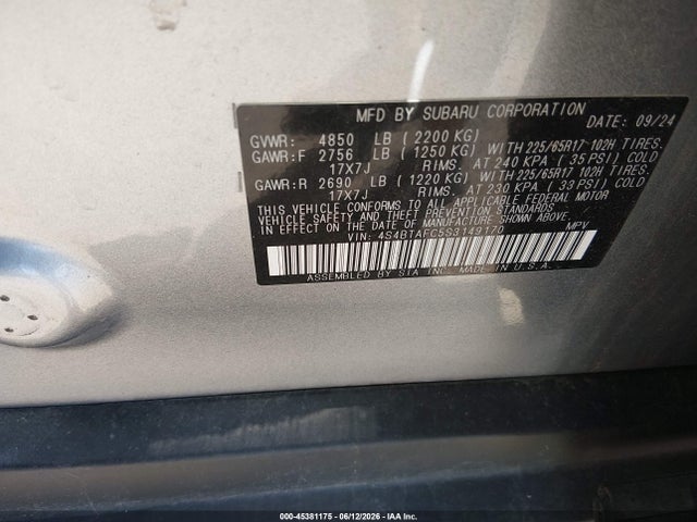 4S4BTAFC5S3149170 Subaru Outback Premium