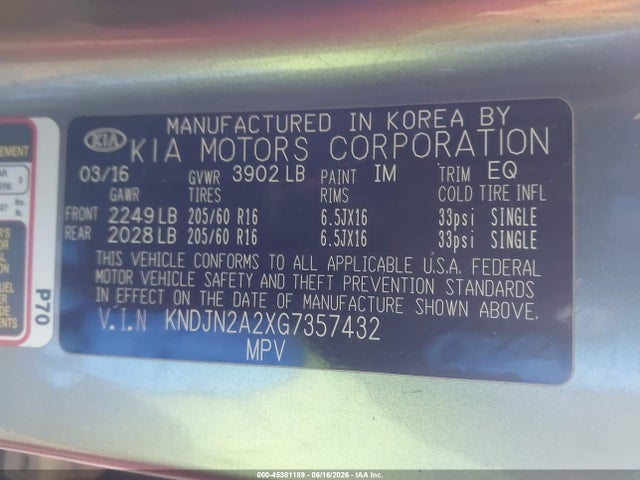 KIA Soul 2016 KNDJN2A2XG7357432 Image 9