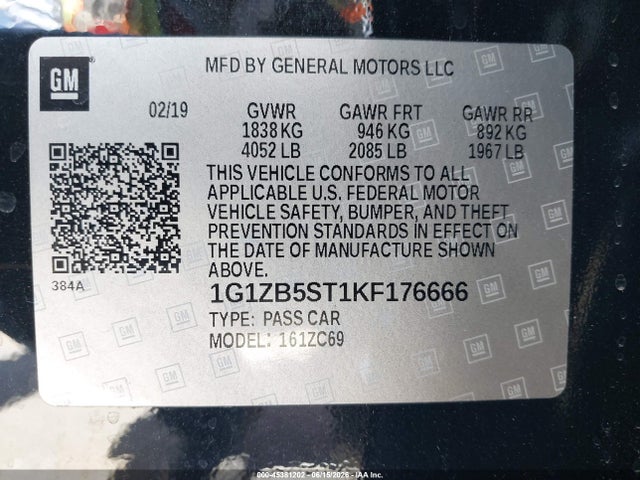 1G1ZB5ST1KF176666 Chevrolet Malibu 1ls