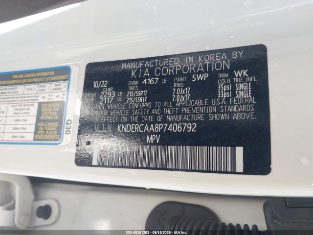 2023 Kia Seltos Ex მანქანა იყიდება აუქციონზე, vin: KNDERCAA8P7406792, აუქციონის ნომერი: 45381203