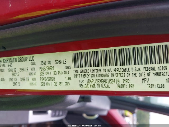 Продаж на аукціоні авто 2010 Dodge Nitro Sxt, vin: 1D4PU5GX6AW102410, номер лоту: 45381224