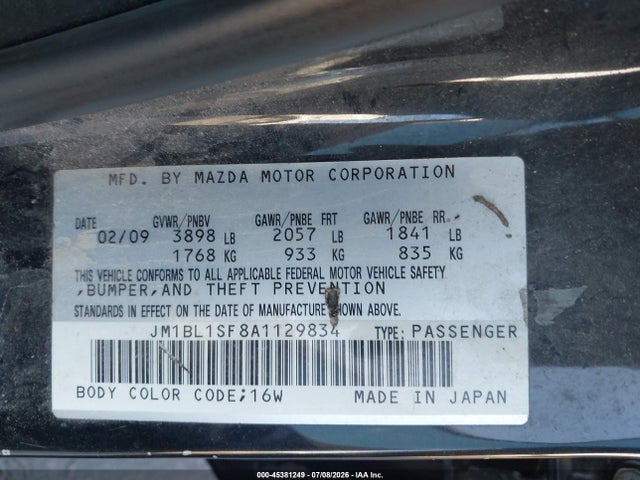 Aukcja sprzedaży 2010 Mazda Mazda3 I Sport, vin: JM1BL1SF8A1129834, numer aukcji: 45381249