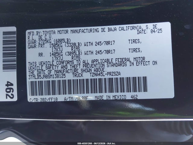 3TMLB5JN8SM138125 Toyota Tacoma Double Cab/sr5/trd Sport/trd Off Road/ltd