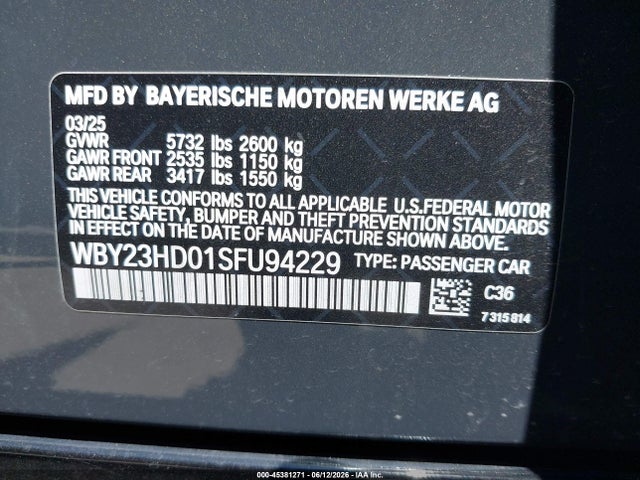 WBY23HD01SFU94229 BMW I4 Gran Coupe Edrive40