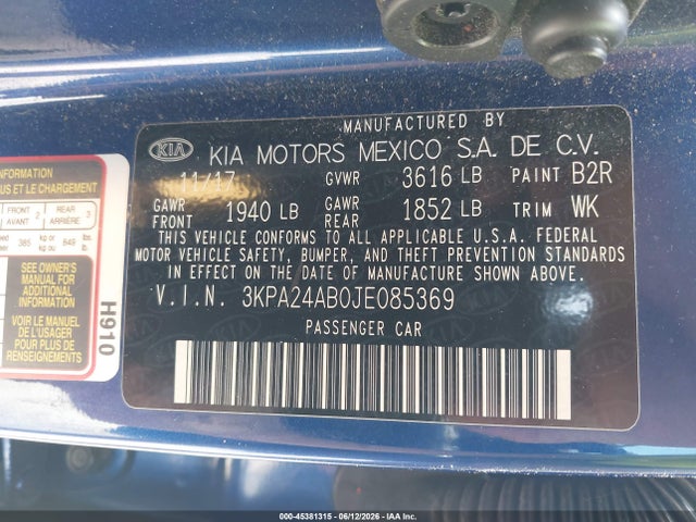 KIA RIO S 2018 3KPA24AB0JE085369 Image 9
