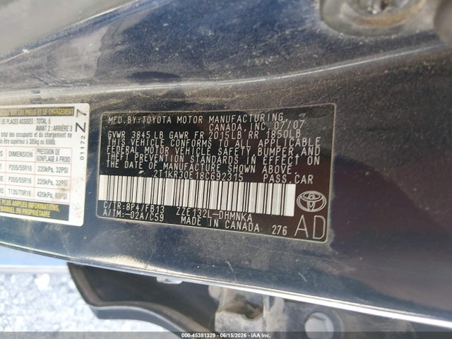 Продажа на аукционе авто 2008 Toyota Matrix Xr, vin: 2T1KR30E18C692315, номер лота: 45381329