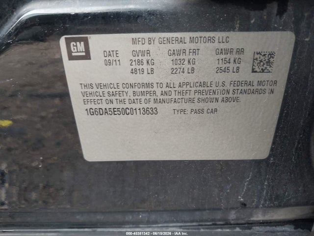 Продажа на аукционе авто 2012 Cadillac Cts Standard, vin: 1G6DA5E50C0113633, номер лота: 45381342