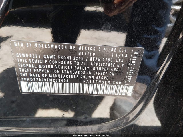 3VWD17AJ9FM259409 Volkswagen Jetta 1.8t Se