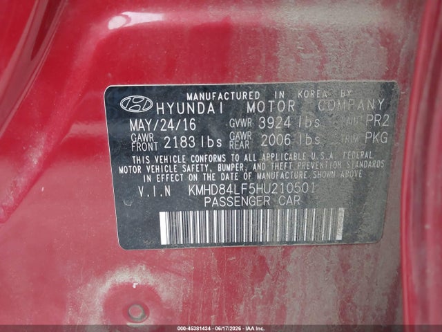 Hyundai ELANTRA SE 2017 KMHD84LF5HU210501 Image 9