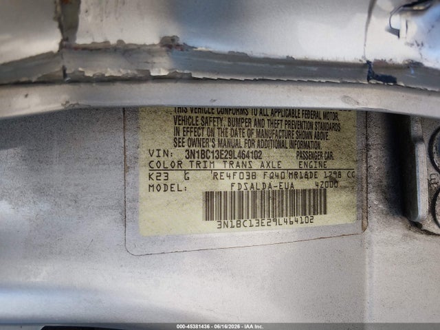 Aukcja sprzedaży 2009 Nissan Versa 1.8s, vin: 3N1BC13E29L464102, numer aukcji: 45381436