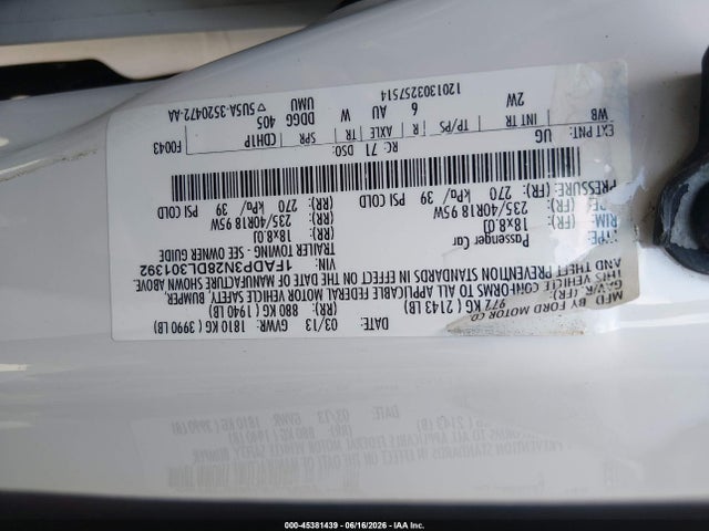 Aukcja sprzedaży 2013 Ford Focus Titanium, vin: 1FADP3N28DL301392, numer aukcji: 45381439