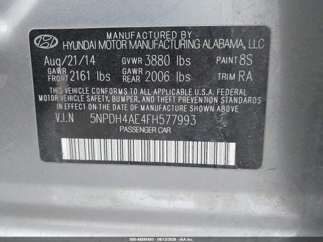 Hyundai ELANTRA SE 2015 5NPDH4AE4FH577993 Image 9