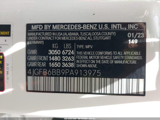 45381526 :رقم المزاد ، 4JGFB6BB9PA913975 vin ، 2023 Mercedes-benz Amg Gle 53 4matic مزاد بيع
