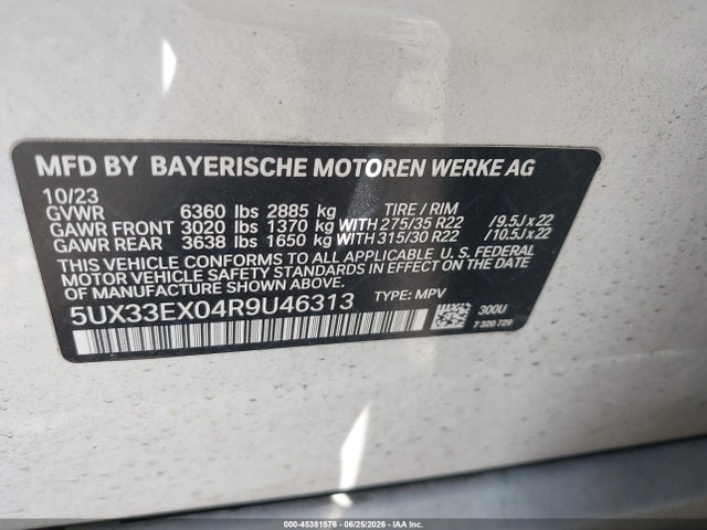 BMW X6 Xdrive40i 2024 5UX33EX04R9U46313 Image 9