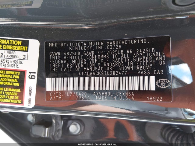 Toyota CAMRY LE 2026 4T1DAACK8TU282477 Image 9